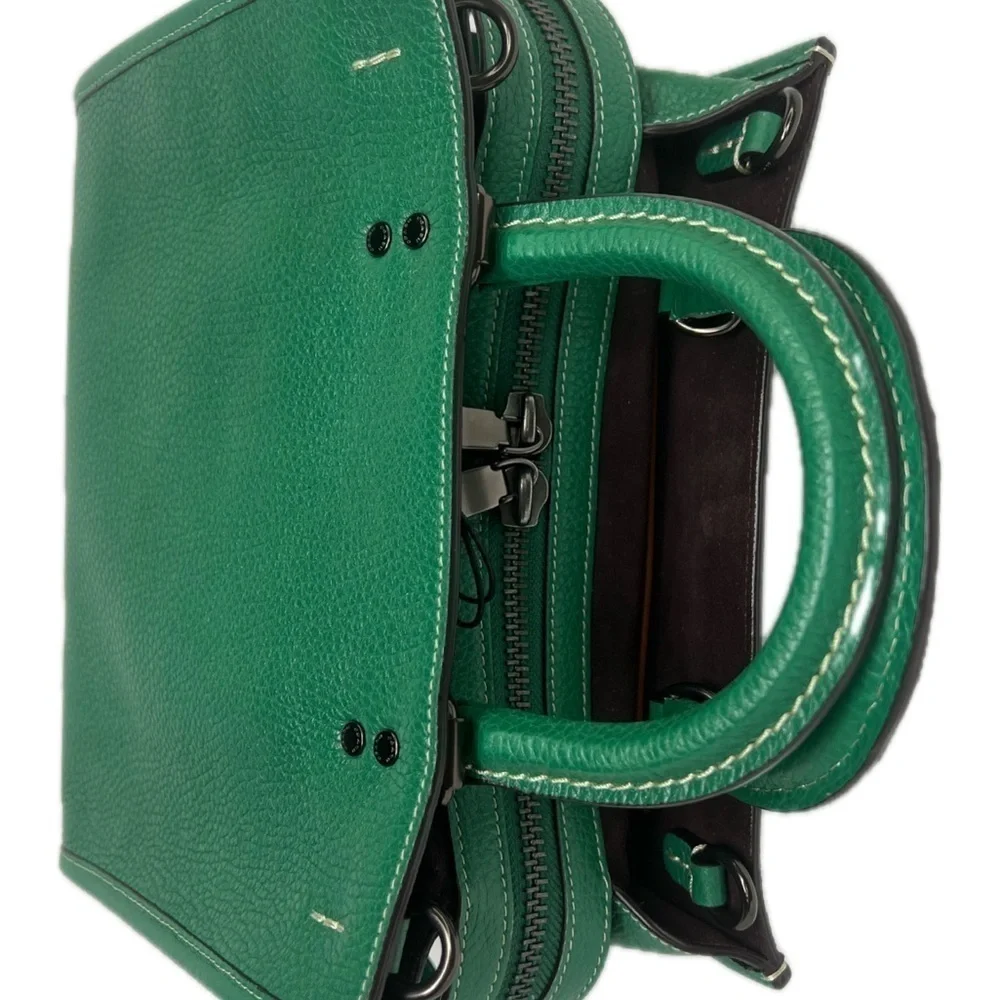 Coach Green Grass 25 Rare Glovetanned Leather Rogue Bag - Picture 5 of 16